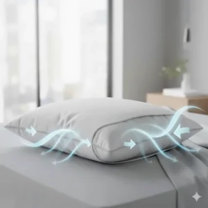 Illustration showing airflow through a down alternative pillow, perfect for year-round Canadian climate comfort.