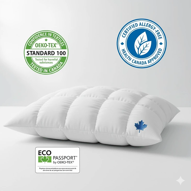 Certified non-toxic and hypoallergenic pillow materials meeting high safety standards for Canadian families.
