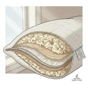 Close-up illustration of the breathable, high-quality fabric used in our affordable pillows for long-lasting comfort.