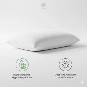 Icon-based illustration highlighting the hypoallergenic and antimicrobial properties of a high-quality cooling gel memory foam pillow.