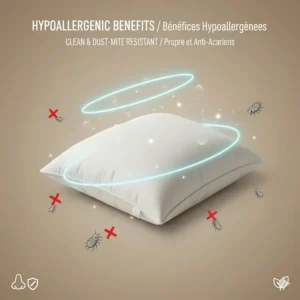 Illustration showing a clean, dust-mite-resistant goose down pillow suitable for sensitive sleepers in Canada.