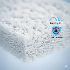 Bilingual Canadian packaging illustration for a down alternative pillow hypoallergenic (oreiller hypoallergénique) designed for national distribution.