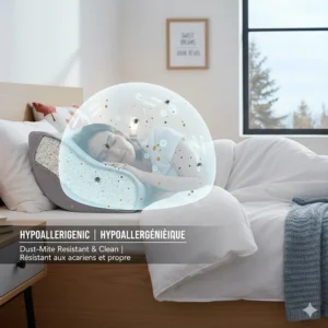 Illustration of dust-mite resistant and hypoallergenic fabric, perfect for Canadian allergy sufferers.