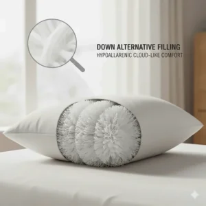 A cross-section diagram of high-loft down alternative fill, providing a hotel quality bed pillow feel without the allergens.