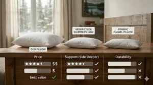 Comparison chart showing why this is the best affordable pillow for side sleepers available in Canada.