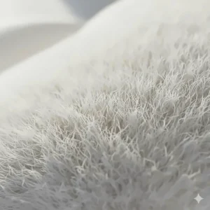 Close-up illustration of ultra-fine fibers in a soft microfiber pillow, highlighting the hypoallergenic and plush texture.