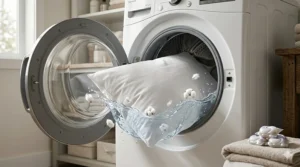 Icon showing a machine-washable pillow, a durable and affordable side sleeper option for busy households.