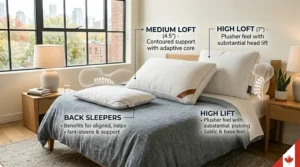 Technical diagram highlighting the adaptive foam formulation and neck support zones for optimal back sleeper comfort.
