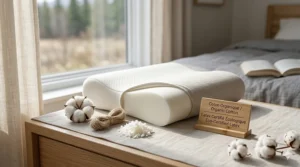 Illustration of how to adjust pillow loft height to ensure neutral neck positioning for side sleepers.