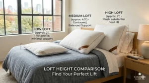 A sleeper guide showing how medium loft pillows provide the perfect balance of support for back and side sleeping positions.