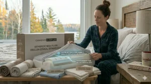 Close-up of cooling gel memory foam layers, ideal for regulating temperature during Canadian summers.