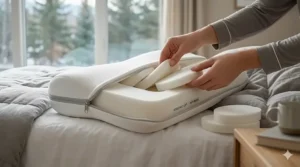 Diagram highlighting cervical pressure points relieved by using the best pillow for side sleepers with neck pain.