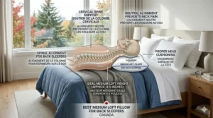 Comprehensive comparison chart showing how different pillow loft profiles align the cervical spine for various sleep styles.