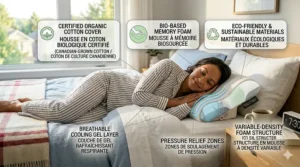 Diagram showing how an elevated pillow to stop snoring aligns the airway to prevent obstruction during sleep.