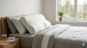 Orthopedic contour memory foam pillow providing cervical spine alignment for Canadians with chronic neck pain or special mobility needs.