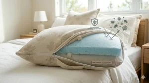 Hypoallergenic all season pillow protection against dust mites and allergens common in Canadian homes.