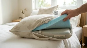 Removable and machine-washable cover of an all season pillow for easy maintenance and hygiene.