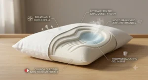 Close-up of breathable, hypoallergenic toddler pillow fabric.