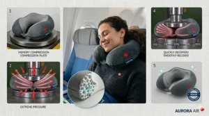 High-end gift packaging for the best travel pillow, labeled for Canadian quality.