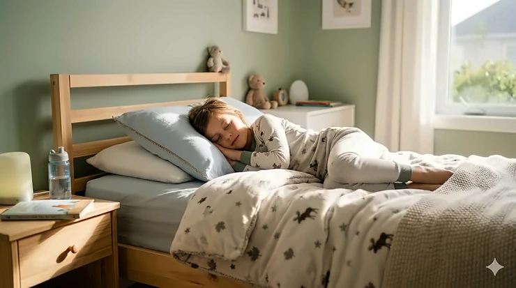 Soft ergonomic pillow for kids designed for better sleep.