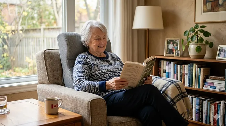 Supportive pillow for elderly providing comfort for seniors at home. / Oreiller de soutien pour personnes âgées offrant du confort aux aînés à domicile.