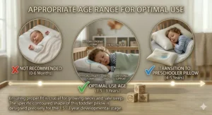 Illustration of the appropriate age range for toddler pillows.