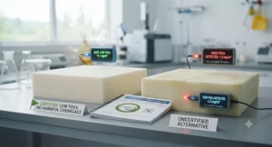 Comparison of CertiPUR-US certified foam vs. uncertified alternatives.