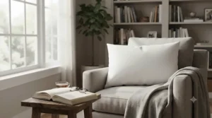 Comfortable reading nook with an easy care pillow.
