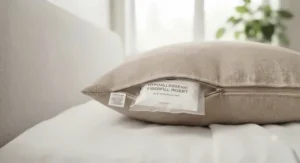 Hypoallergenic pillow with removable cover, ideal for a clean and healthy home environment.