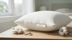 Sustainable and eco-friendly low maintenance pillow materials. / Matériaux d'oreiller durables et écologiques nécessitant peu d'entretien.