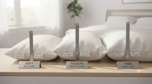 Comparison chart showing the loft and density of the best Oeko-Tex pillow options.