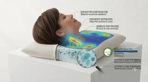 Heat map showing superior pressure point relief on a CertiPUR-US pillow
