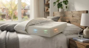 Line art illustration displaying side, back, and stomach sleepers finding comfort on the versatile best ventilated pillow.