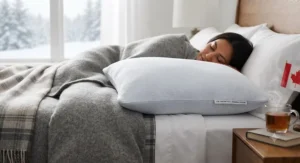 A versatile cooling pillow protector that maintains comfort for hot sleepers even when using heavy bedding during Canadian winters.
