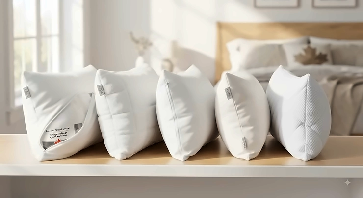Selection of the best pillow protectors available in Canada, featuring durable and breathable fabrics.