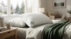 A high-quality breathable antimicrobial pillow designed for year-round comfort in Canadian homes.