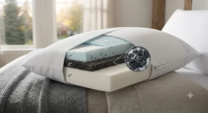 Breathable fabric structure of a pillow that doesn't smell, ensuring optimal airflow and temperature control through cold winters and humid Canadian summers.