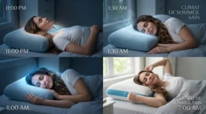 Illustration addressing night sweats in Canadian homes during humid summers and heated winter months.