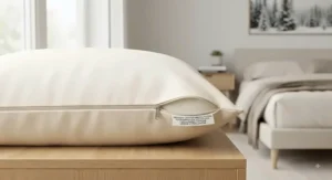 Soft organic cotton pillow protector offering hypoallergenic defense and natural comfort.