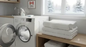 A machine-washable antimicrobial pillow for allergies showing easy maintenance for fresh and clean sleep during all Canadian seasons.