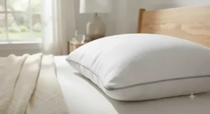 Close-up of a high-loft extra soft pillow for side sleepers with contour cushioning