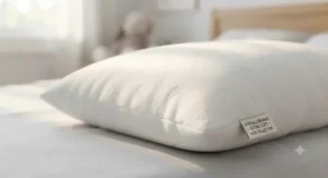 Close-up of hypoallergenic extra soft pillows for kids ideal for allergy season.