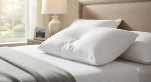 Hotel-quality luxury extra soft pillow arranged on a neatly made bed for side sleepers
