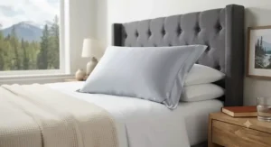 Luxury silky cooling pillowcase for night sweats offering hotel-quality comfort across Canada.