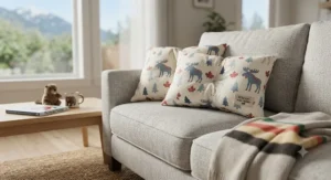 Travel-friendly and small extra soft pillows for kids resting on a couch.