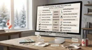 Summary infographic highlighting key factors to consider in the ultimate satin vs silk pillowcase buying guide.
