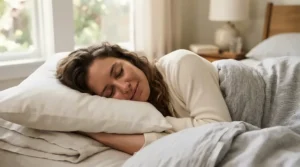 A beginner testing out a supportive medium pillow set queen size for side sleeping.