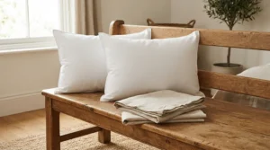 A bundled medium pillow set queen size displayed alongside matching luxury pillowcases.