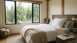 Plush pillows for back sleepers styled in a serene Vancouver home retreat
