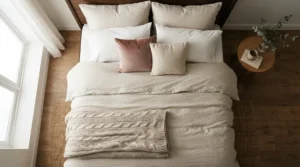 Plush pillows for guest bedroom demonstrating how many pillows for guest bed arrangements look best
